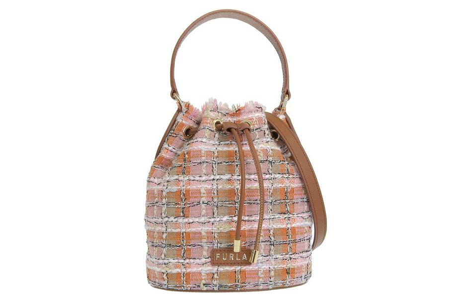 

Furla Фланелевый холщовый ведро сумка через плечо кроссбоди мини женская коричневая разноцветная