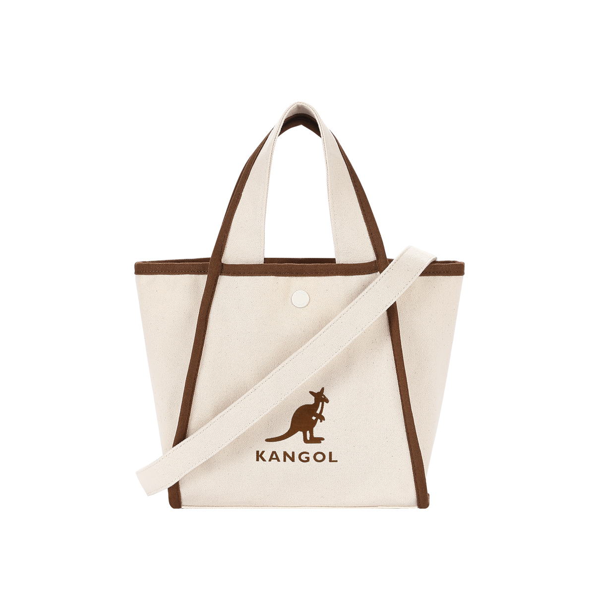 

KANGOL Сумка из холста на одно плечо, среднего размера, женская, цвета экрю/черный