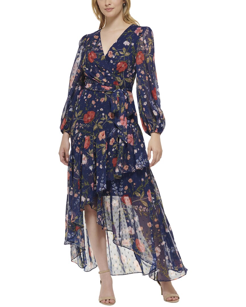 

Платье миди из шифона с принтом Eliza J, цвет navy multi