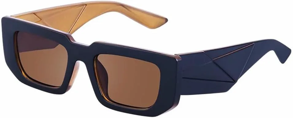 

Маленькие прямоугольные солнцезащитные очки в винтажном стиле для мужчин и женщин, солнцезащитные очки с защитой от УФ-излучения UV400 HCPIHF, C9 Black Brown