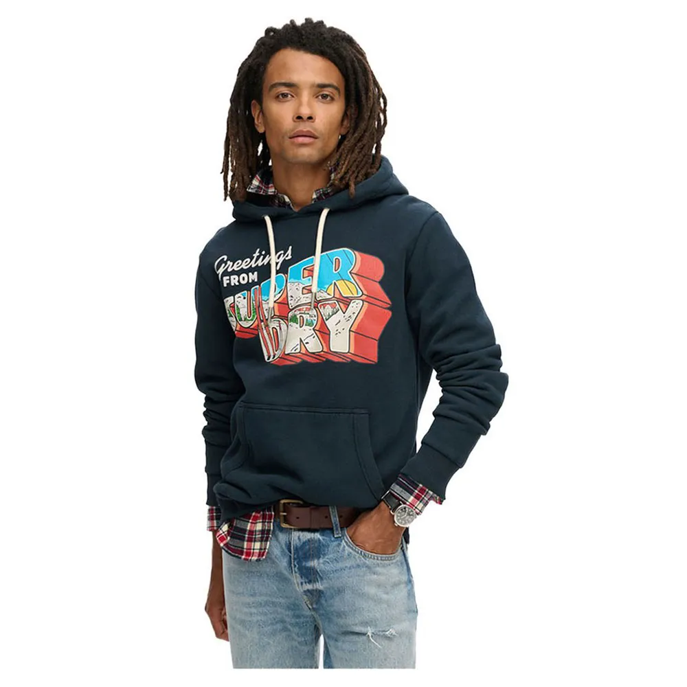 

Худи Superdry Travel Postcard Graphic, синий
