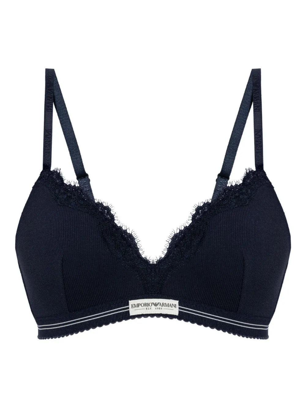

Кружевной ребристый бюстгальтер Emporio Armani, синий