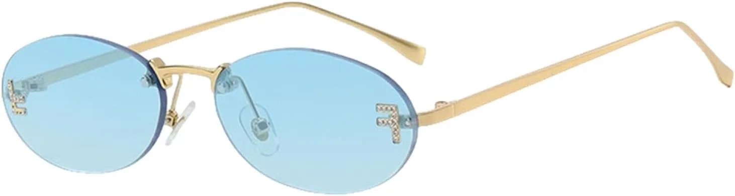 

Модные большие солнцезащитные очки для женщин, роскошные прозрачные солнцезащитные очки большого размера, без оправы (золотисто-голубые) HHZZYVY, Gold Light Blue