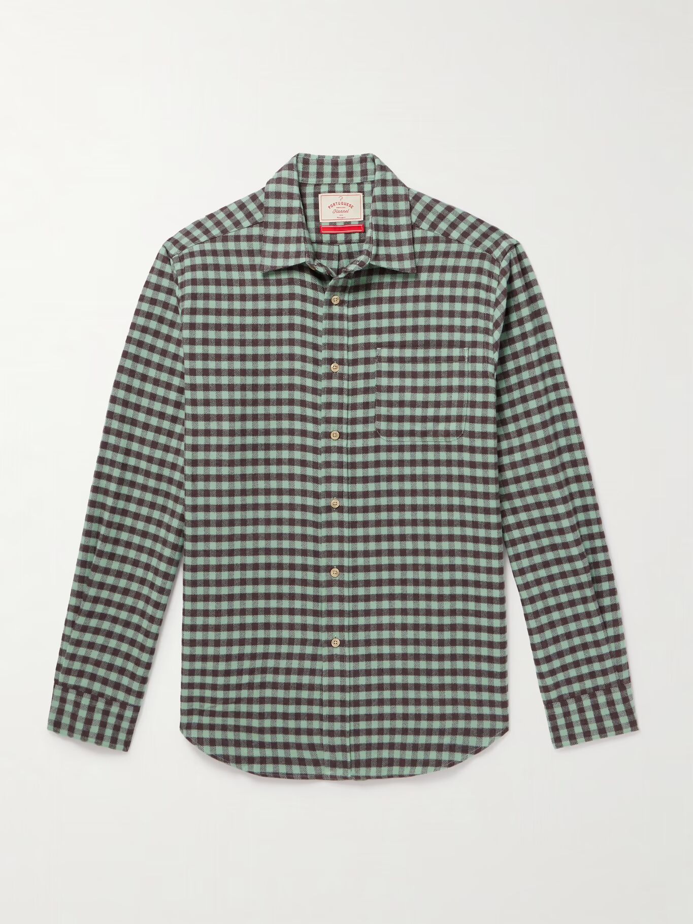 

Рубашка Roca из хлопка и фланели в клетку «елочка» PORTUGUESE FLANNEL, зеленый