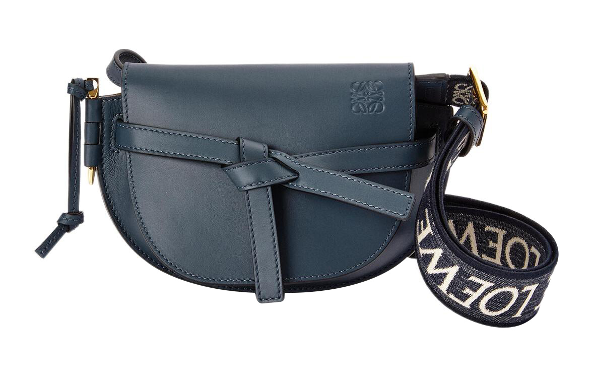 

LOEWE Кожаная седельная сумка через плечо мини женская агатово-синяя