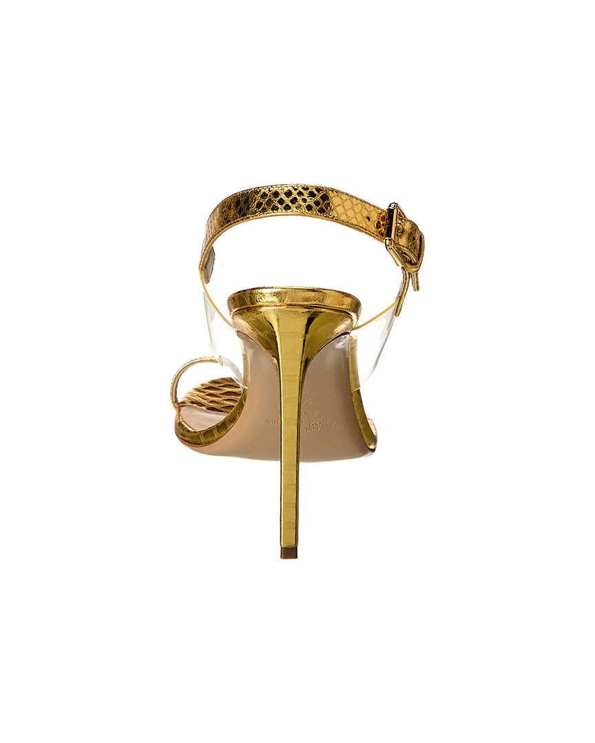Michael Kors Collection Catherine Python-Embossed Leather & Vinyl Sandal, золотой — фото 3
