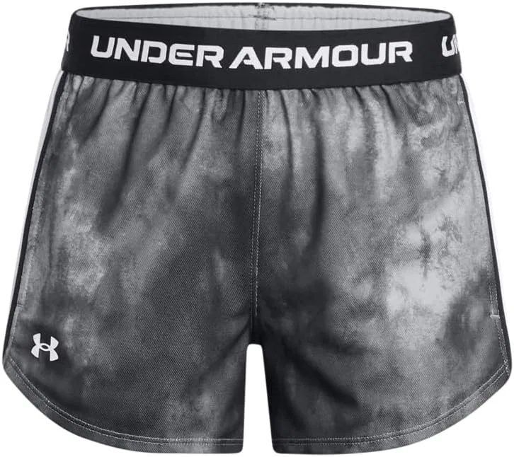 Шорты Under Armour Girls' Tech Play Up Print Shorts, (001) Black/Steel/White