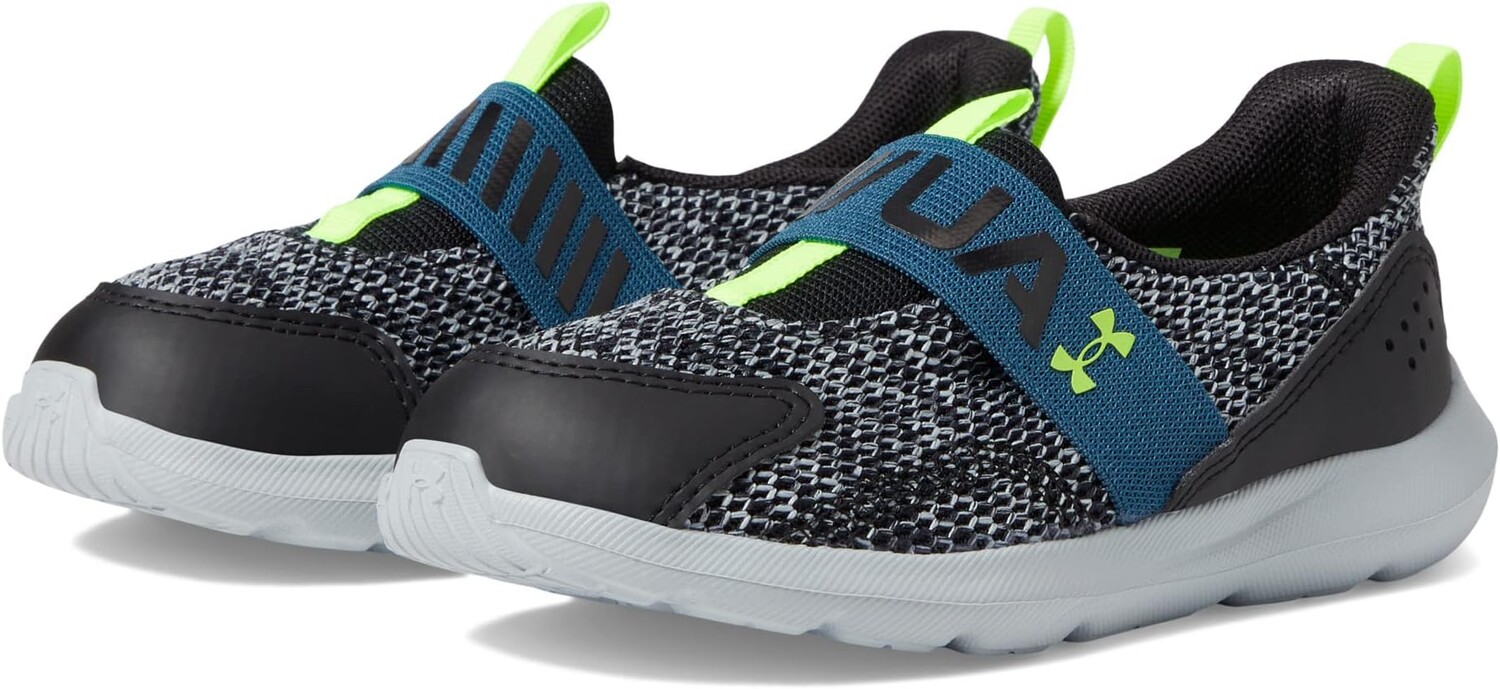 

Кроссовки Surge 3 Slip-On Under Armour, цвет Black/Static Blue/Lime Surge