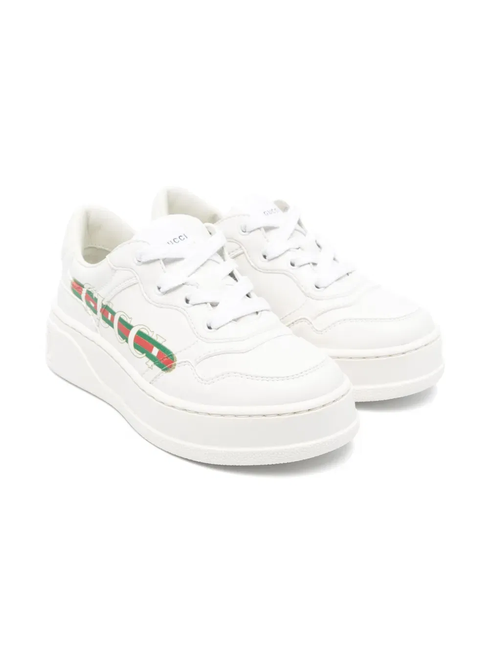 Кроссовки Gucci Kids с полосками в виде сетки, белые