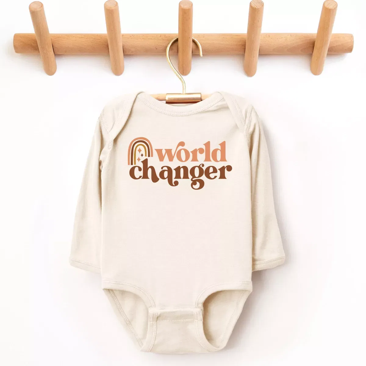 Детский боди с длинным рукавом Boho World Changer The Juniper Shop, Natural — фото 2