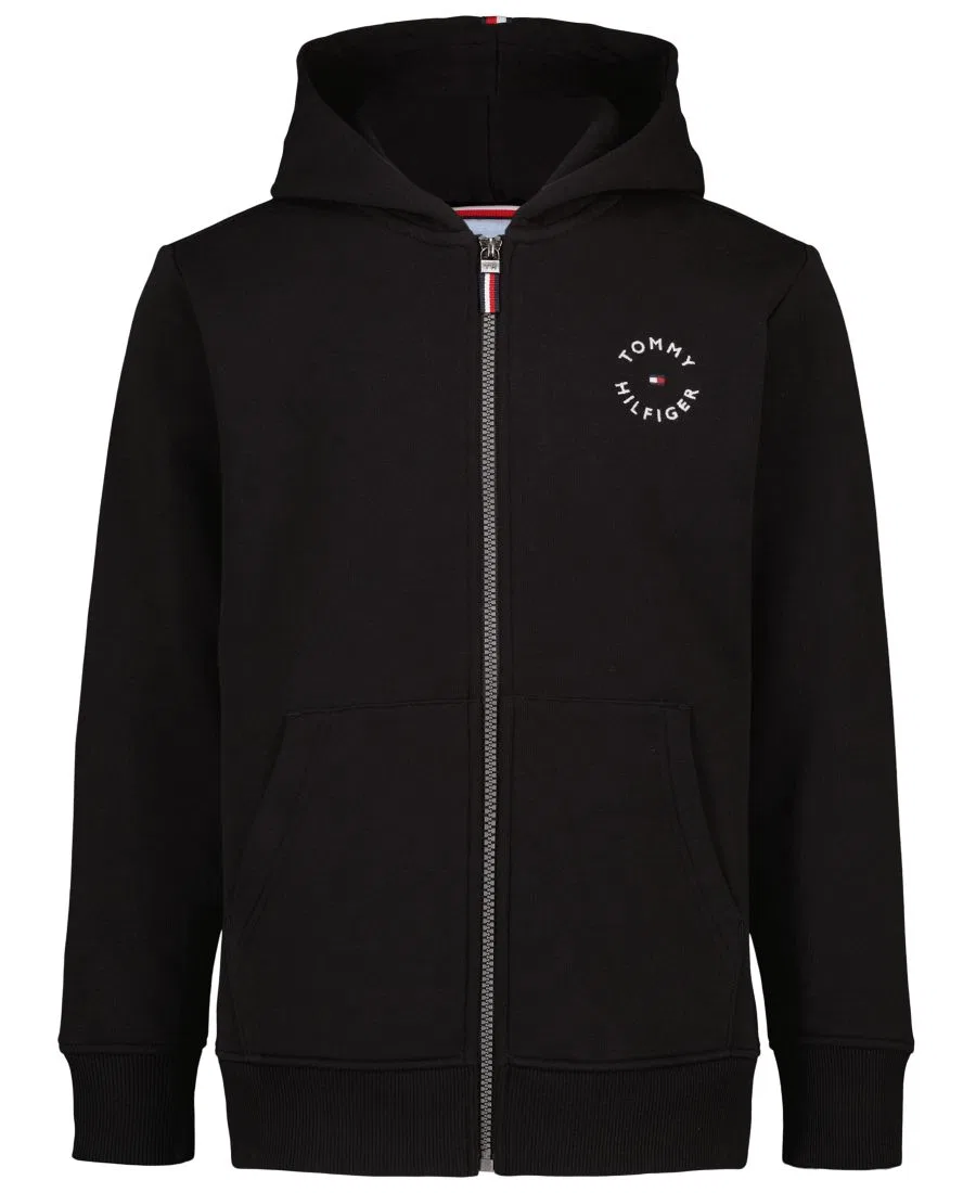 Худи на молнии с капюшоном, с длинным рукавом Tommy Hilfiger, Black