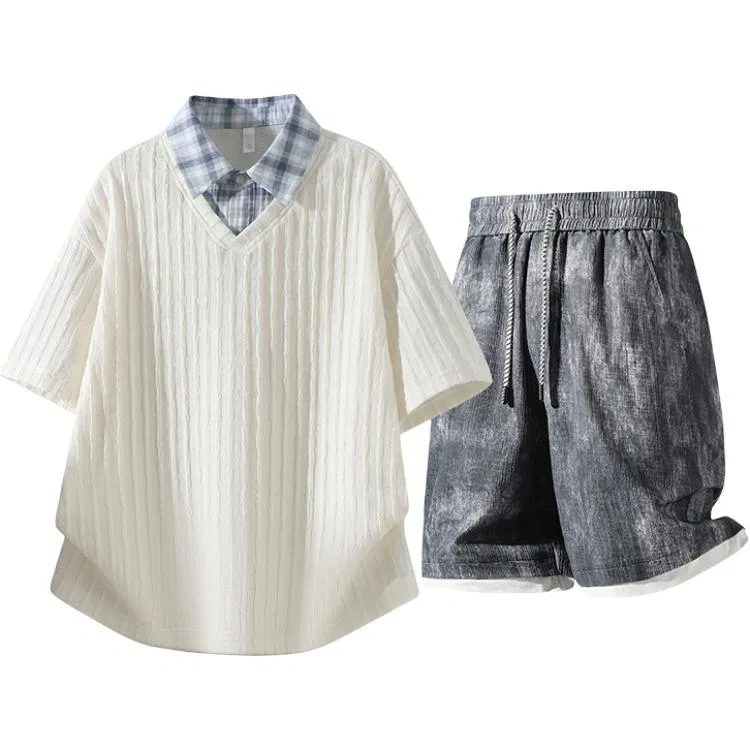 Детский комплект спортивной одежды с воротником Модель Casual Sportswear Sugarfunk, Upgraded Gray+Khaki — фото 4