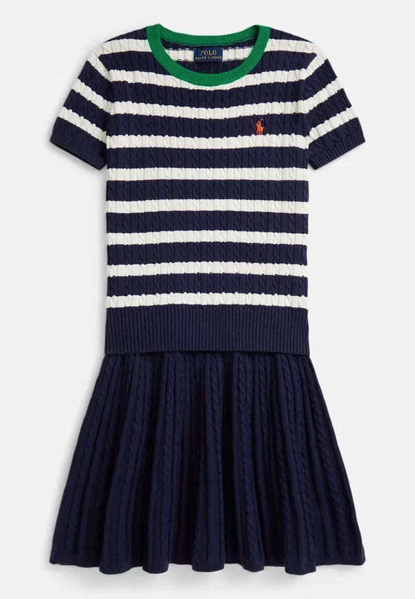 Комплект из свитера и юбки поло с полосками Polo Ralph Lauren, Navy, темно-синий