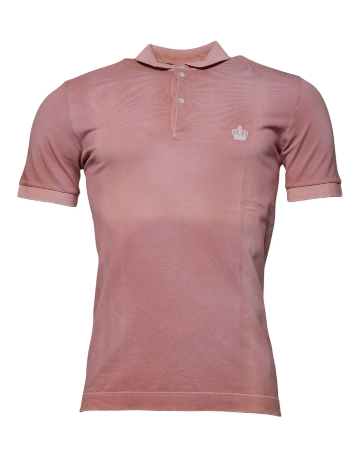 Мужское поло с вышивкой короны Pink Crown Collared Short Sleeve Polo T-shirt Dolce & Gabbana, Pink — фото 2