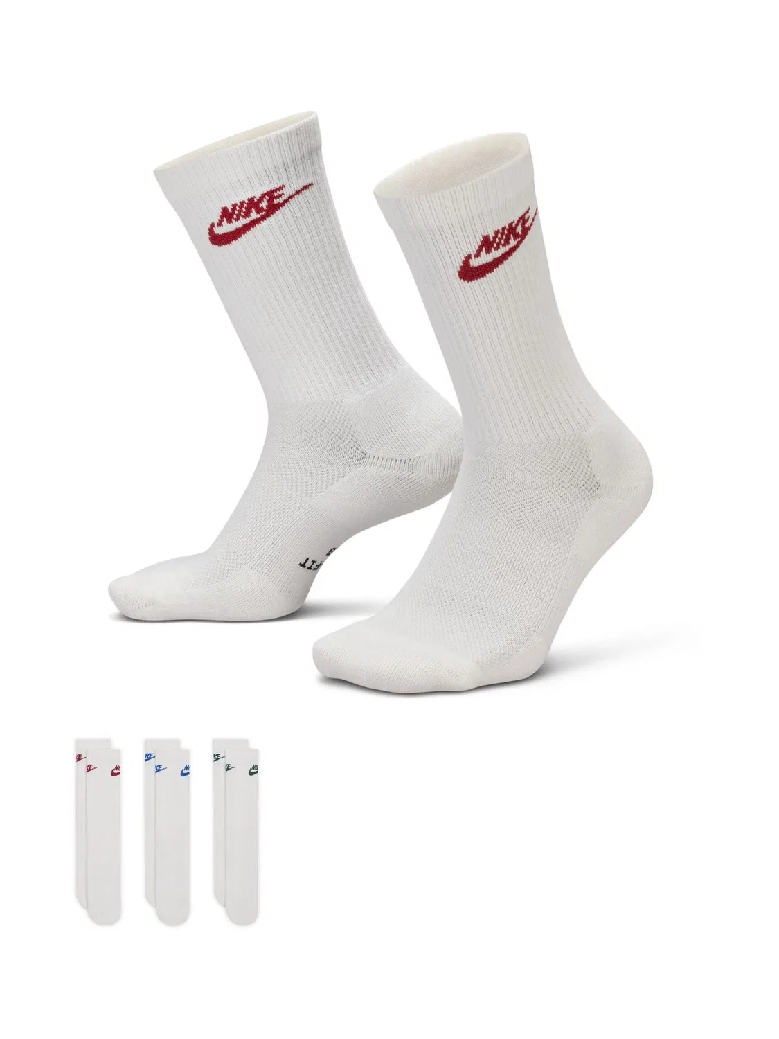Носки повседневные Nike Everyday Crew, 3 пары Nike, белый мульти
