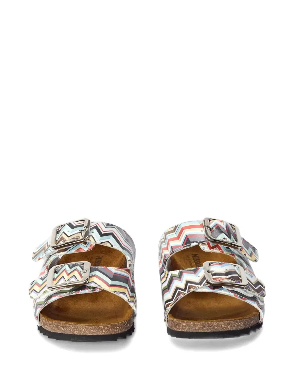 Щлепанцы с принтом «зигзаг» и пряжками Missoni Kids, белый — фото 3
