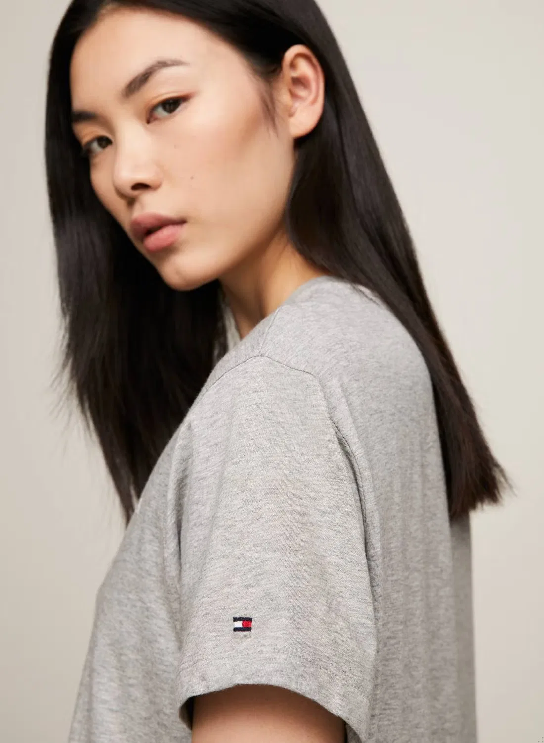 Ночная футболка с коротким рукавом Tommy Hilfiger, светло-серый меланж — фото 3