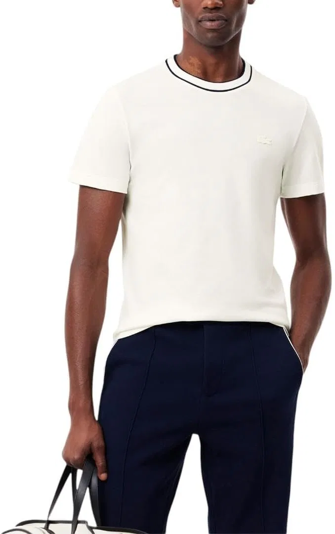 Мужская футболка из пике с контрастным воротником Lacoste, Flour Striped Collar