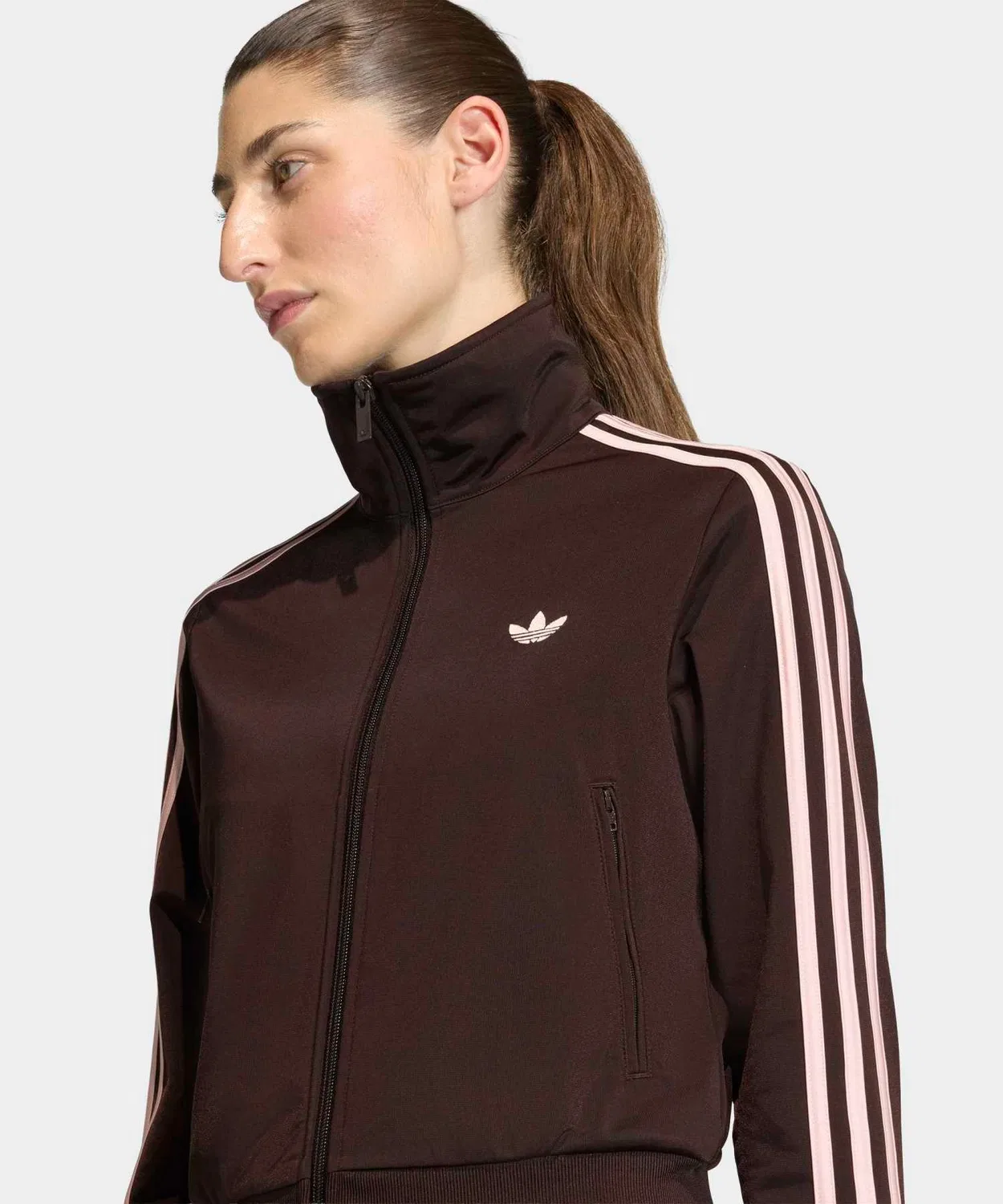 Женский свитшот с воротником-стойкой и молнией Firebird Classic Track Top Adidas, Brown — фото 3