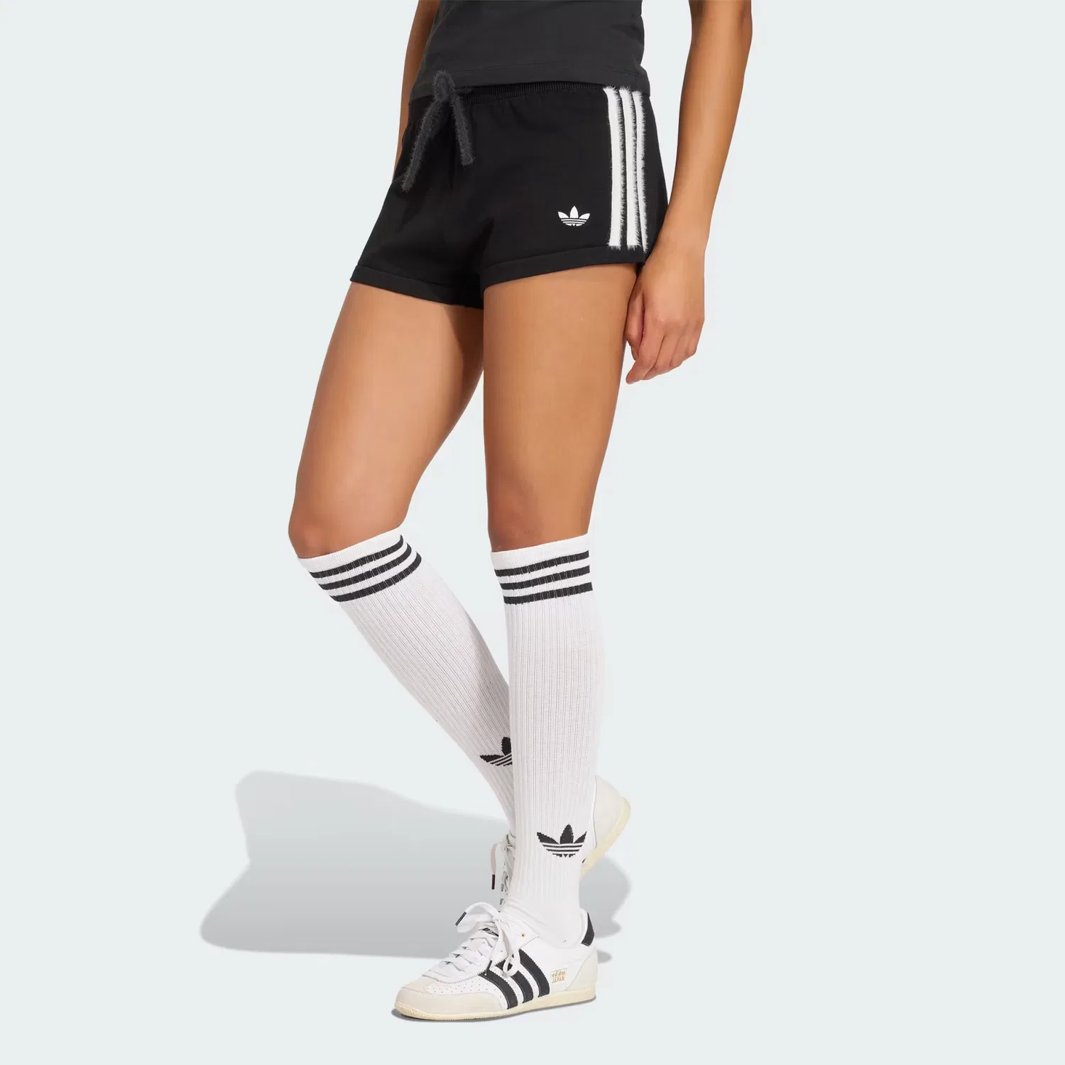 Женские трикотажные шорты прямого кроя KNITTED SHORTS Adidas Originals, черно-белый