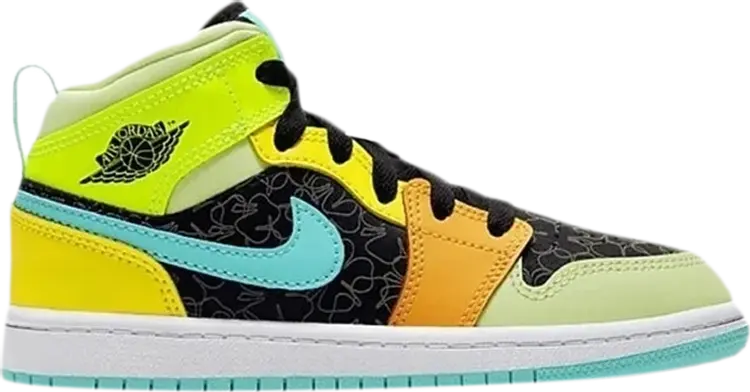 

Кроссовки Air Jordan 1 Mid SE PS Clover, разноцветный, Серый, Кроссовки Air Jordan 1 Mid SE PS Clover, разноцветный