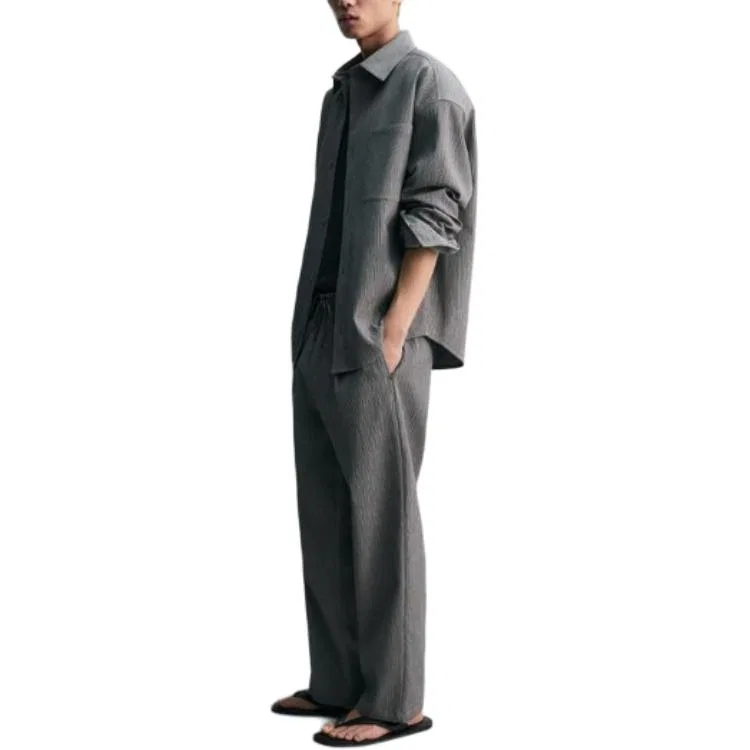 Мужские повседневные брюки среднего прямого кроя Heather Gray ZARA, Heather Gray — фото 4