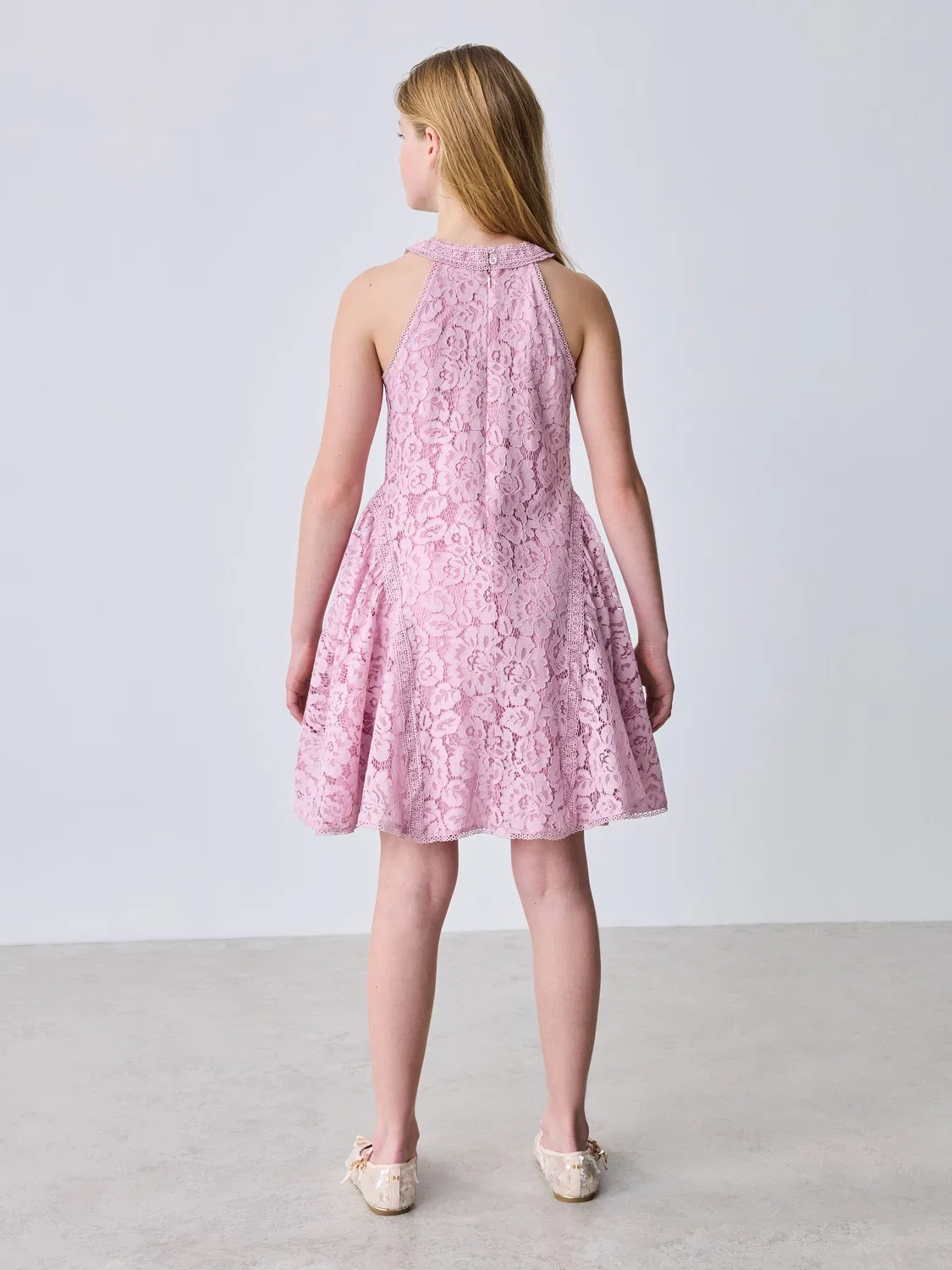 Платье кружевное с заниженной талией Baker by Ted Baker, нежно-розовый — фото 3