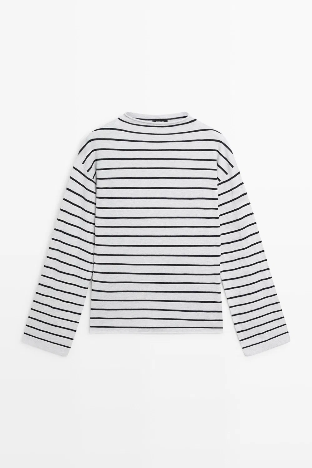Свитер Massimo Dutti 100% Cotton Striped Knit, серый меланж — фото 2