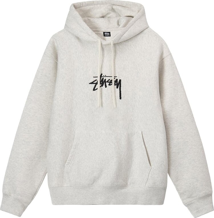 

Толстовка Stussy Stock Logo Appliqué Hood 'Ash Heather', серый