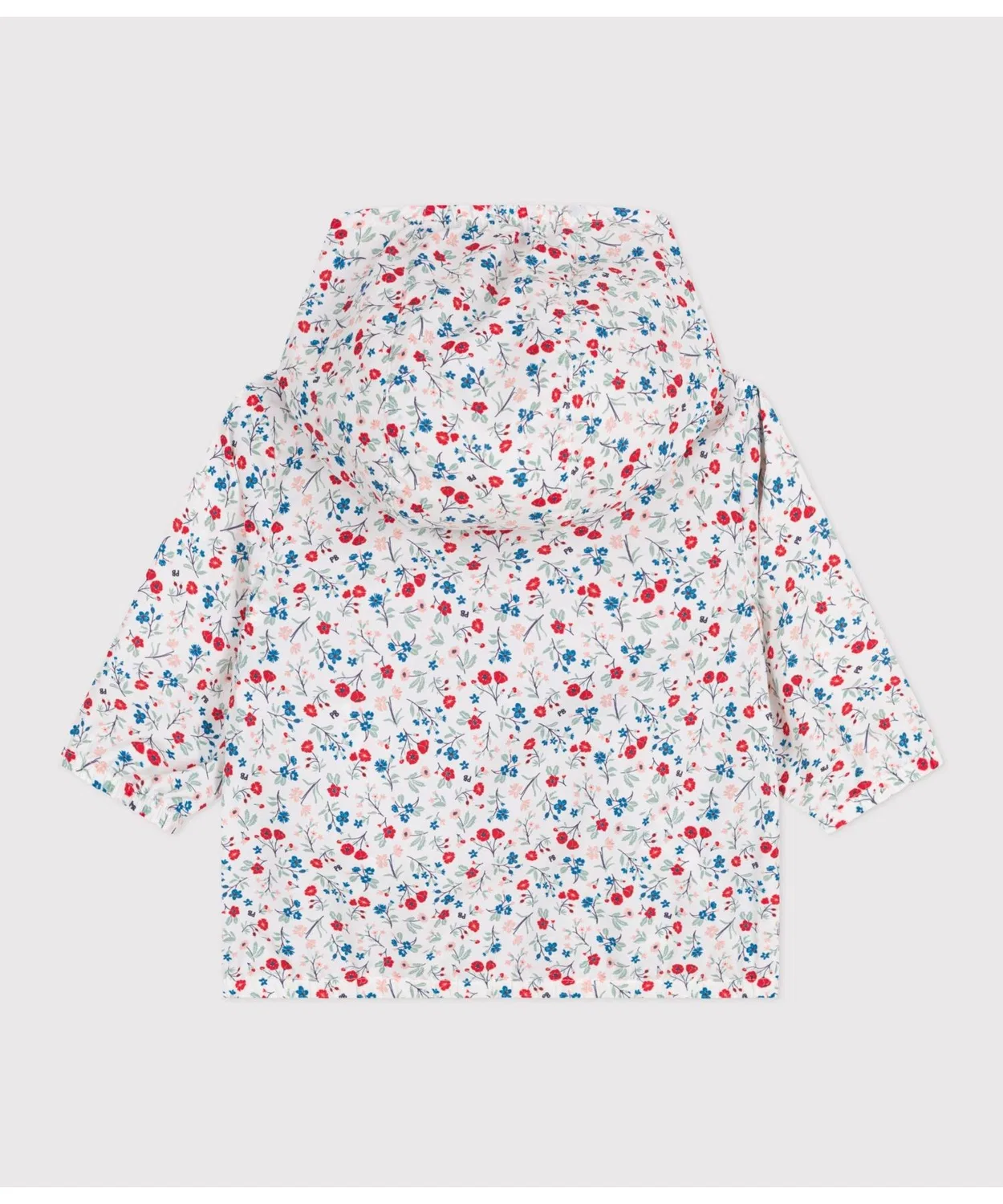 Детская куртка-ветровка с цветочным принтом и капюшоном, модель Sunbreaker PETIT BATEAU, White — фото 3