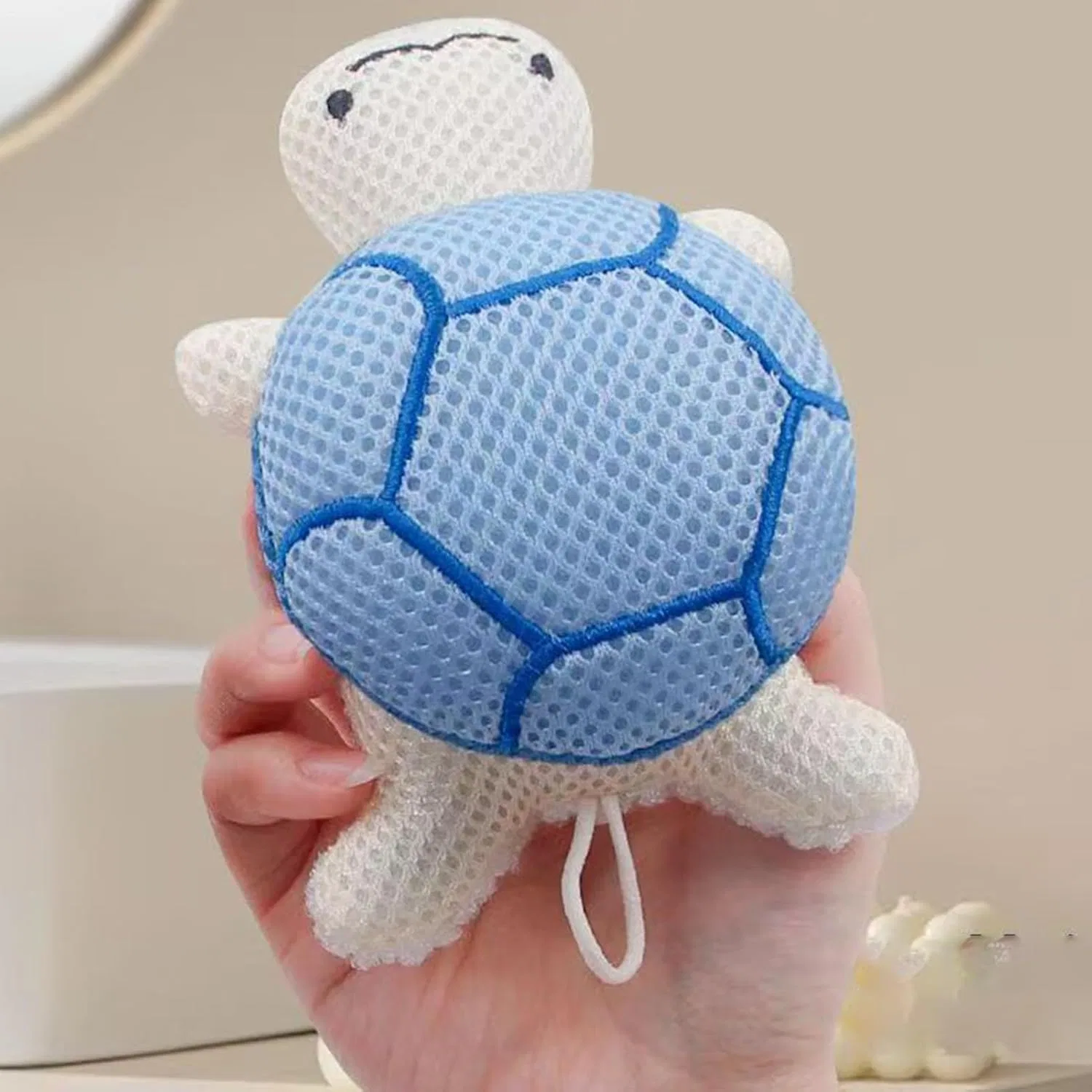 Мочалка для душа Mesh Turtle Bath, Vitsrisea, 1 шт, 14x9x6 см, Blue — фото 3