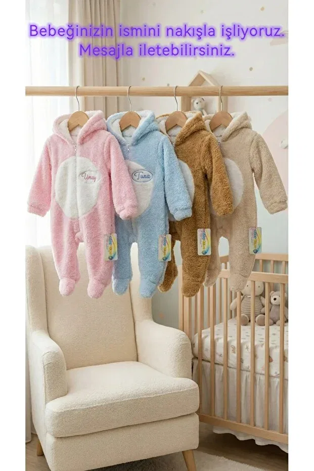 Детское боди-комбинезон с капюшоном Named Plush Baby Romper Bebek_Iklimi, Brown — фото 2