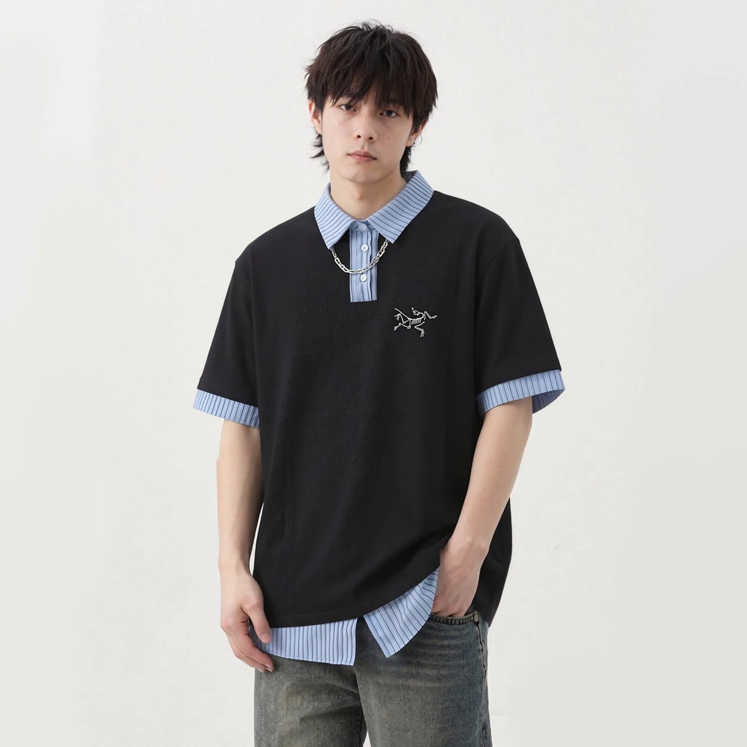 Мужская футболка с воротником KRAGG T Shirts Arcteryx, Black — фото 4