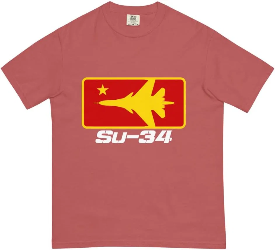 Мужская футболка с принтом Su-34 Generic, Crimson