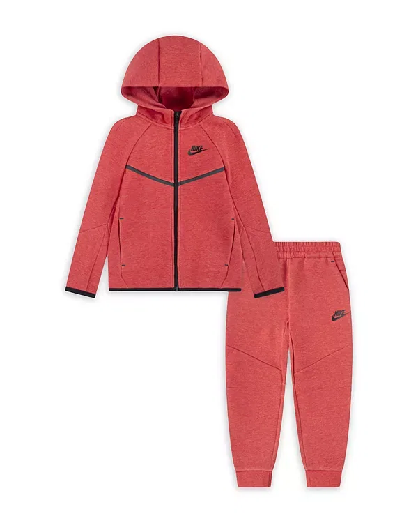 Детский комплект для мальчиков из флиса Nike Tech Fleece, Light University Red Heather