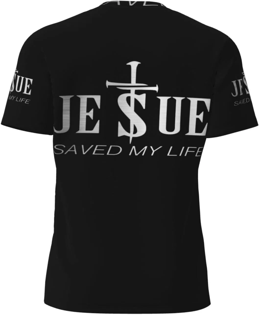 Мужская быстросохнущая футболка Mesh, Religious Christian Faith Jesus Saved My Life Silver — фото 3