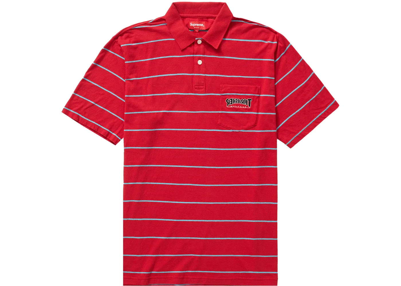 Мужское поло с принтом Supreme Thrasher Stripe Supreme, Red
