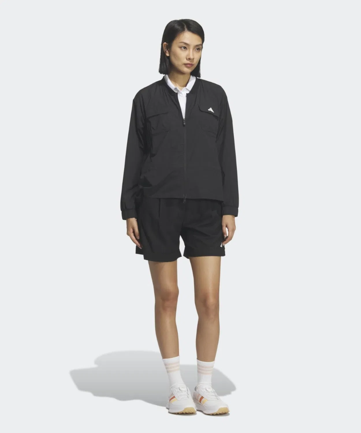Женская ветрозащитная куртка с фулл-зип, легкая, Adidas, Black — фото 3