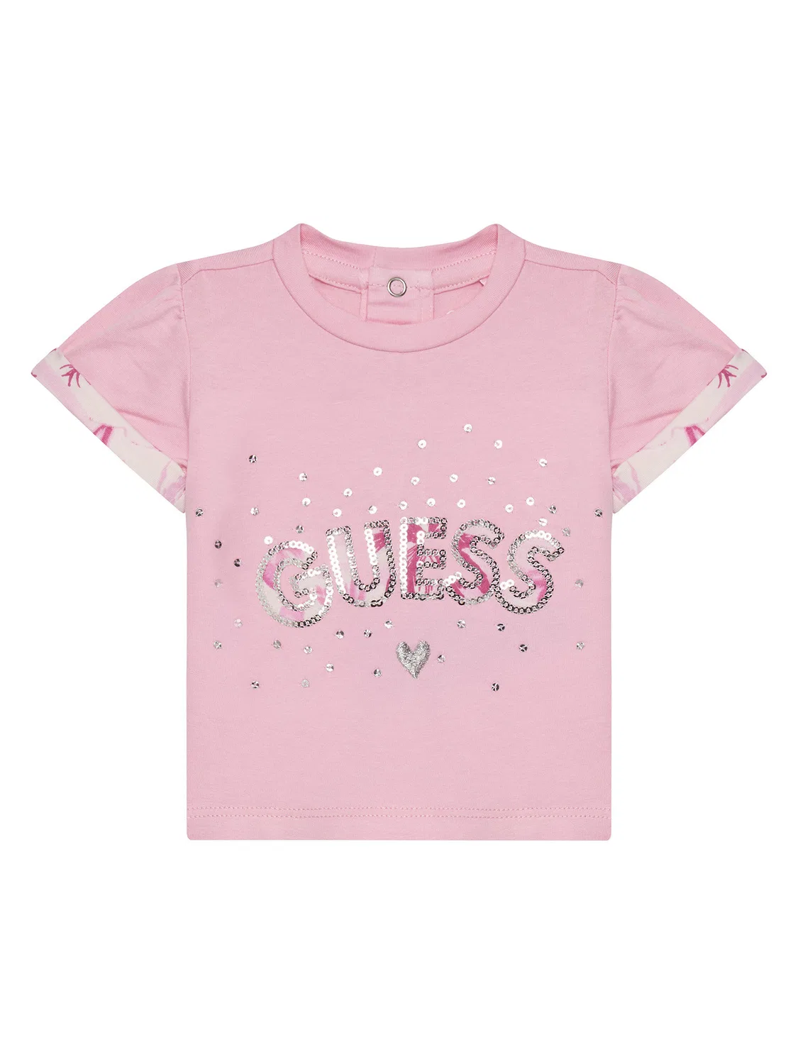 Комплект из футболки и шорт стандартного кроя для девочки Guess, розовый — фото 2
