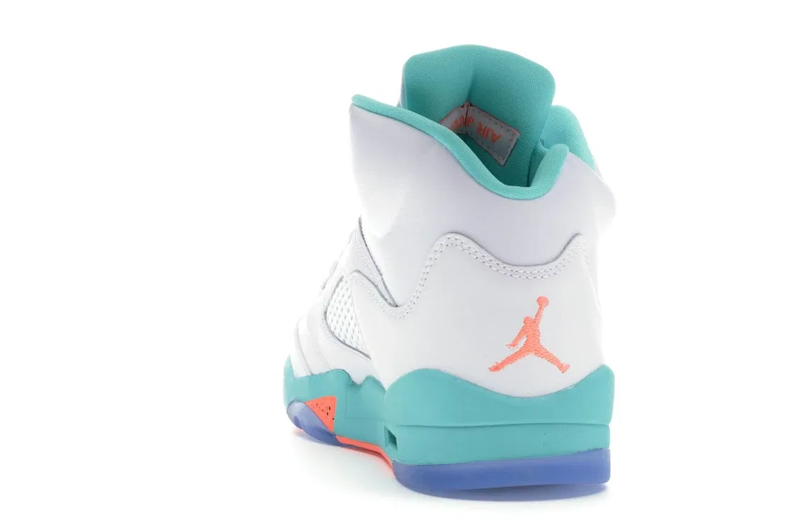 Детские кроссовки Lifestyle Light Aqua Jordan 5 Retro Jordan, White/Crimson Pulse-Light Aqua-Black — фото 4