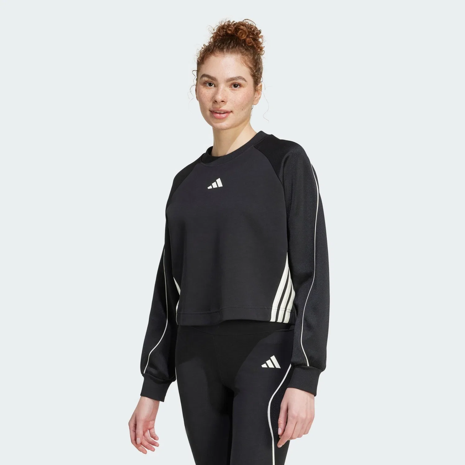 Мужской свитшот с круглым вырезом Stadium 3-Streifen Adidas, Schwarz Weiss