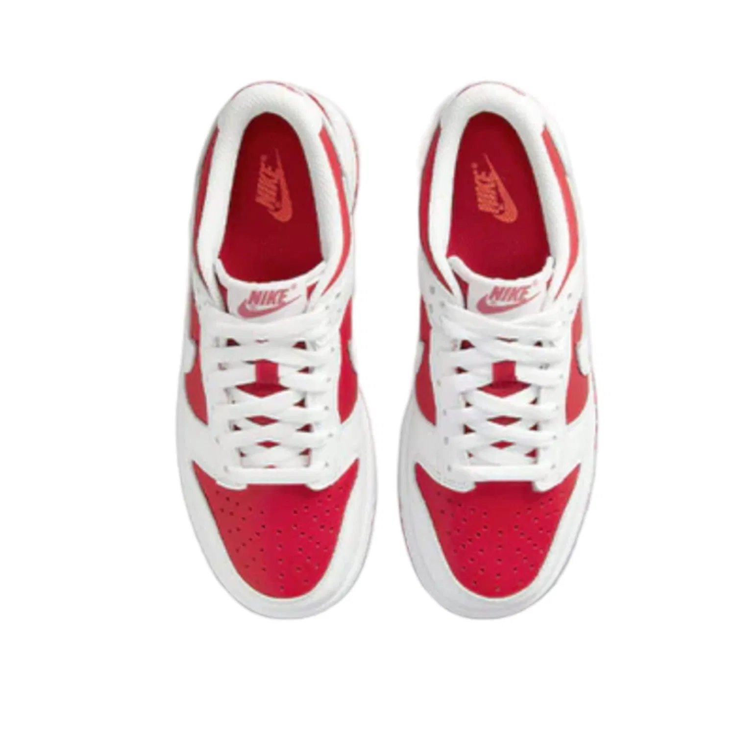Детские кроссовки для девочек с принтом Dunk Low Gs NIKE, University Red White — фото 4
