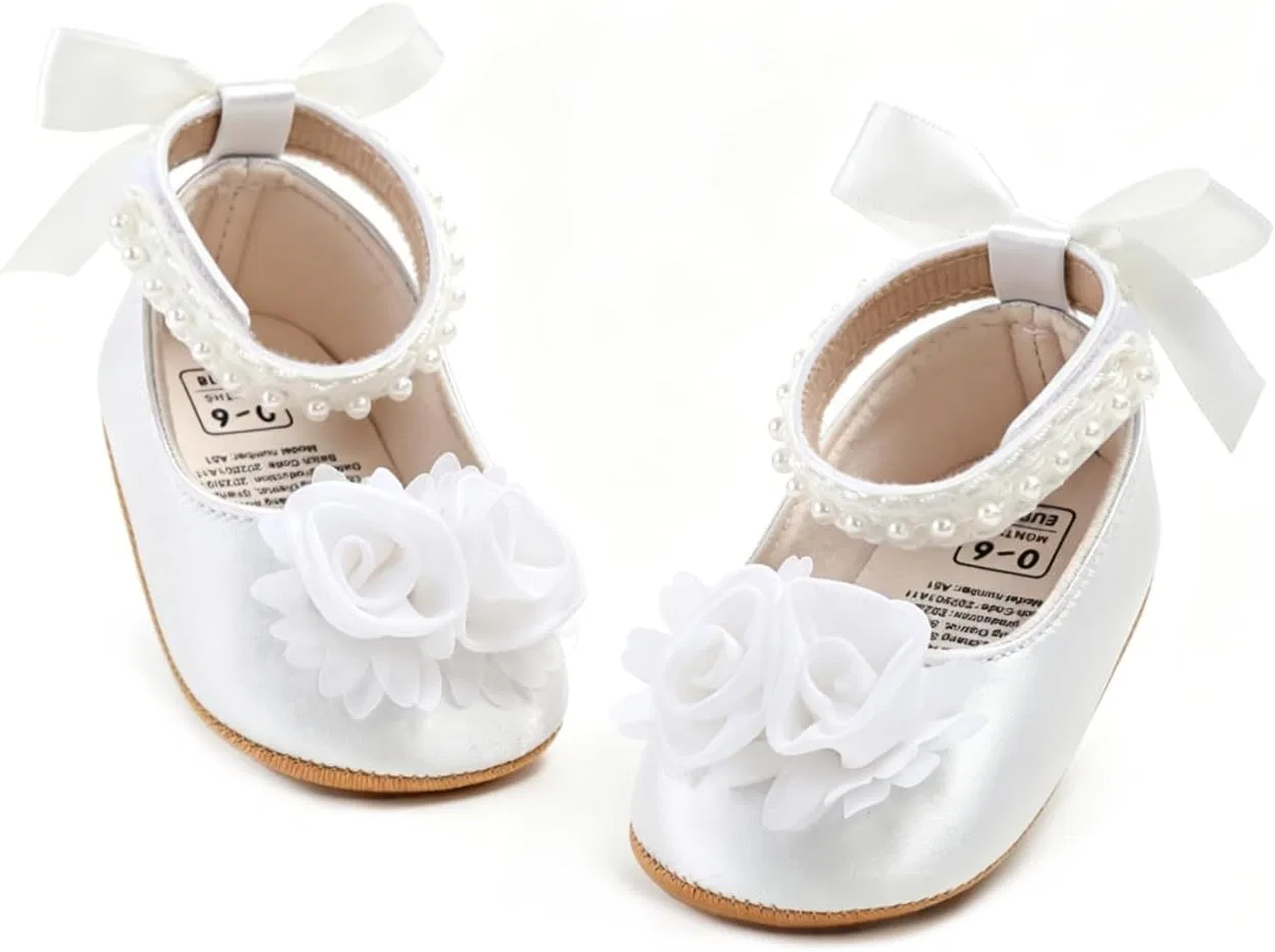 Детские туфли Мэри Джейн для девочек HsdsBebe, Satin White Flower