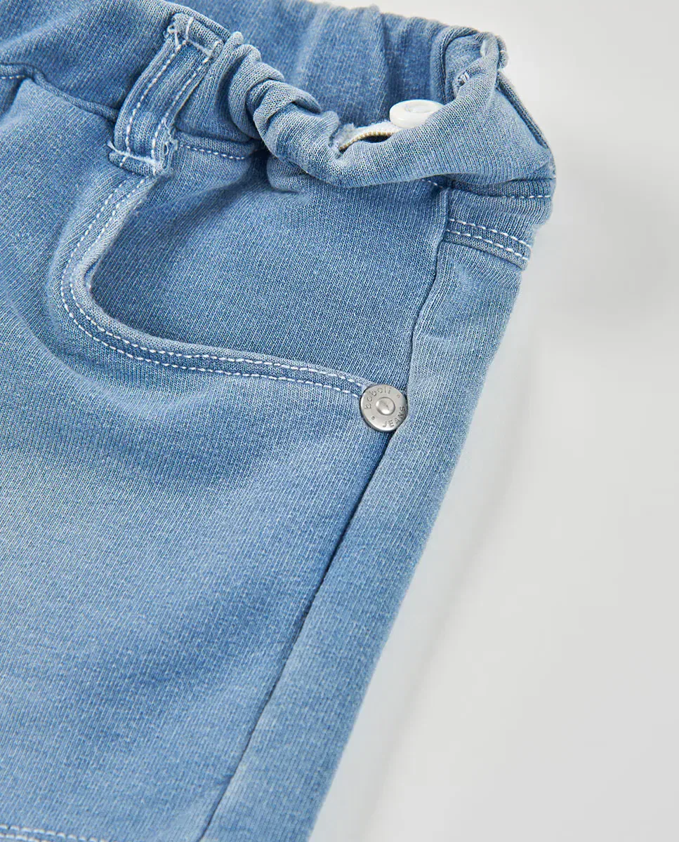 Детские шорты для девочки из футера с эффектом денима Boboli, Azul Denim — фото 2
