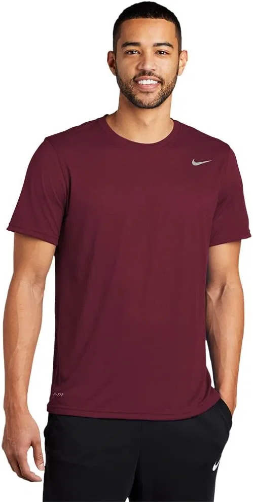 Футболка тренировочная Nike Dri-FIT с коротким рукавом, красный и бордовый