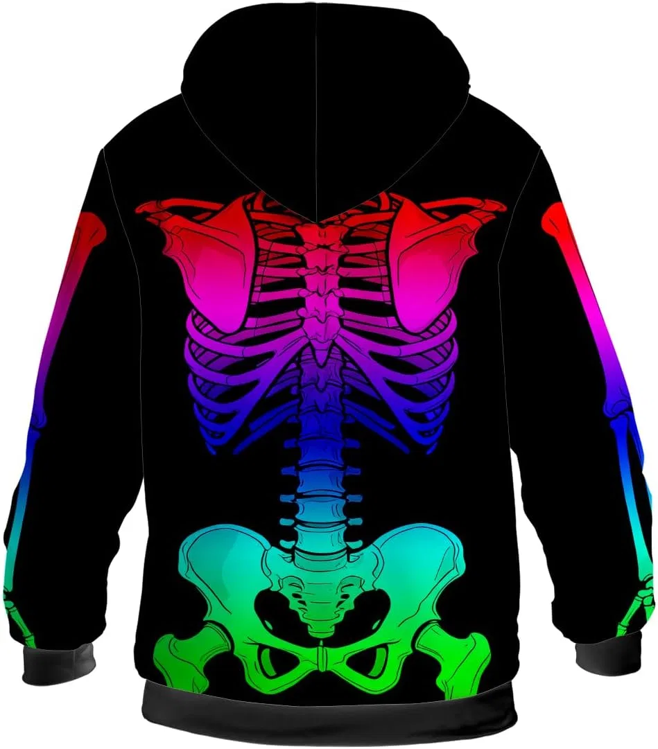 Мужская куртка с молнией с принтом, Skeleton Rainbow — фото 4