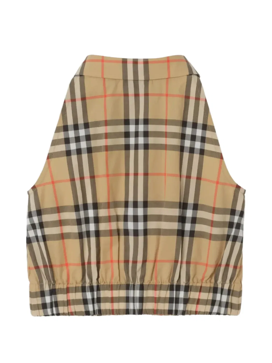 Укороченная рубашка в клетку Burberry Kids, нейтральные цвета — фото 2