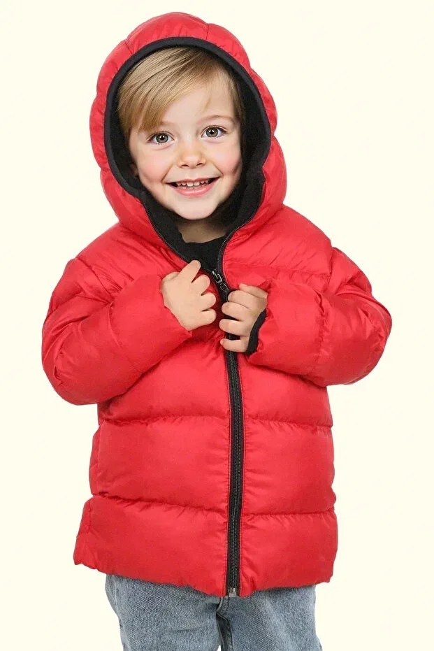 Детское зимнее пальто с капюшоном Freemen, Red