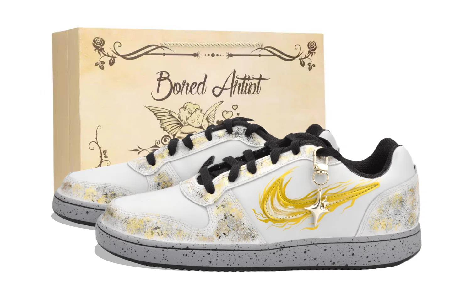 Детские кроссовки с принтом Nike EBERNON Skateboard Shoes, Gold