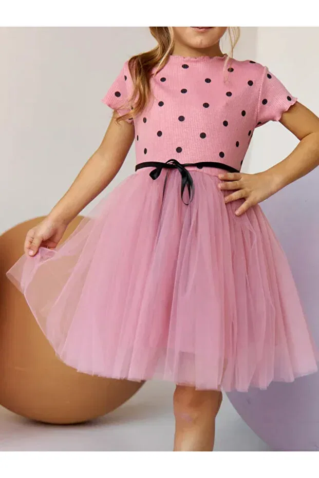 Детское платье для девочек с принтом Baby Girl Child Polka Dot Nc Gift, Short-Stemmed Dried Rose — фото 2